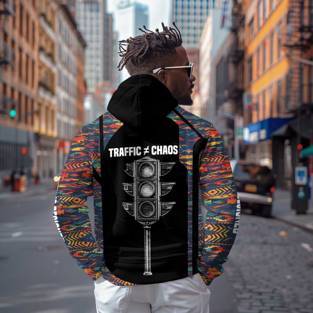 Garrett Morgan Zip Hoodie with Full Body Portrait, Stop Wait Go Quote, Traffic Light Design - African Pride