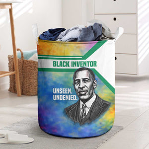 Garrett Morgan Laundry Basket with Real Impact Quote, Black Inventor Portrait and Vibrant Watercolor - African Pride
