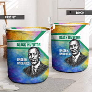 Garrett Morgan Laundry Basket with Real Impact Quote, Black Inventor Portrait and Vibrant Watercolor - African Pride