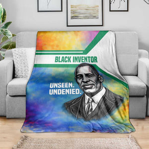 Garrett Morgan Blanket with Real Impact Quote, Black Inventor Portrait and Vibrant Watercolor - African Pride