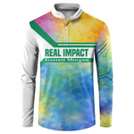 Garrett Morgan Button Sweatshirt with Real Impact Quote, Black Inventor Portrait and Vibrant Watercolor