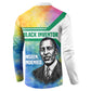Garrett Morgan Button Sweatshirt with Real Impact Quote, Black Inventor Portrait and Vibrant Watercolor