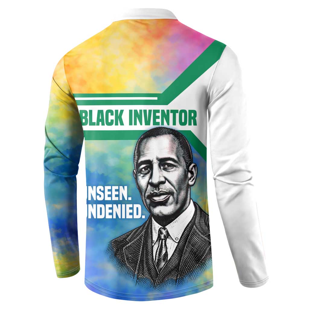 Garrett Morgan Button Sweatshirt with Real Impact Quote, Black Inventor Portrait and Vibrant Watercolor