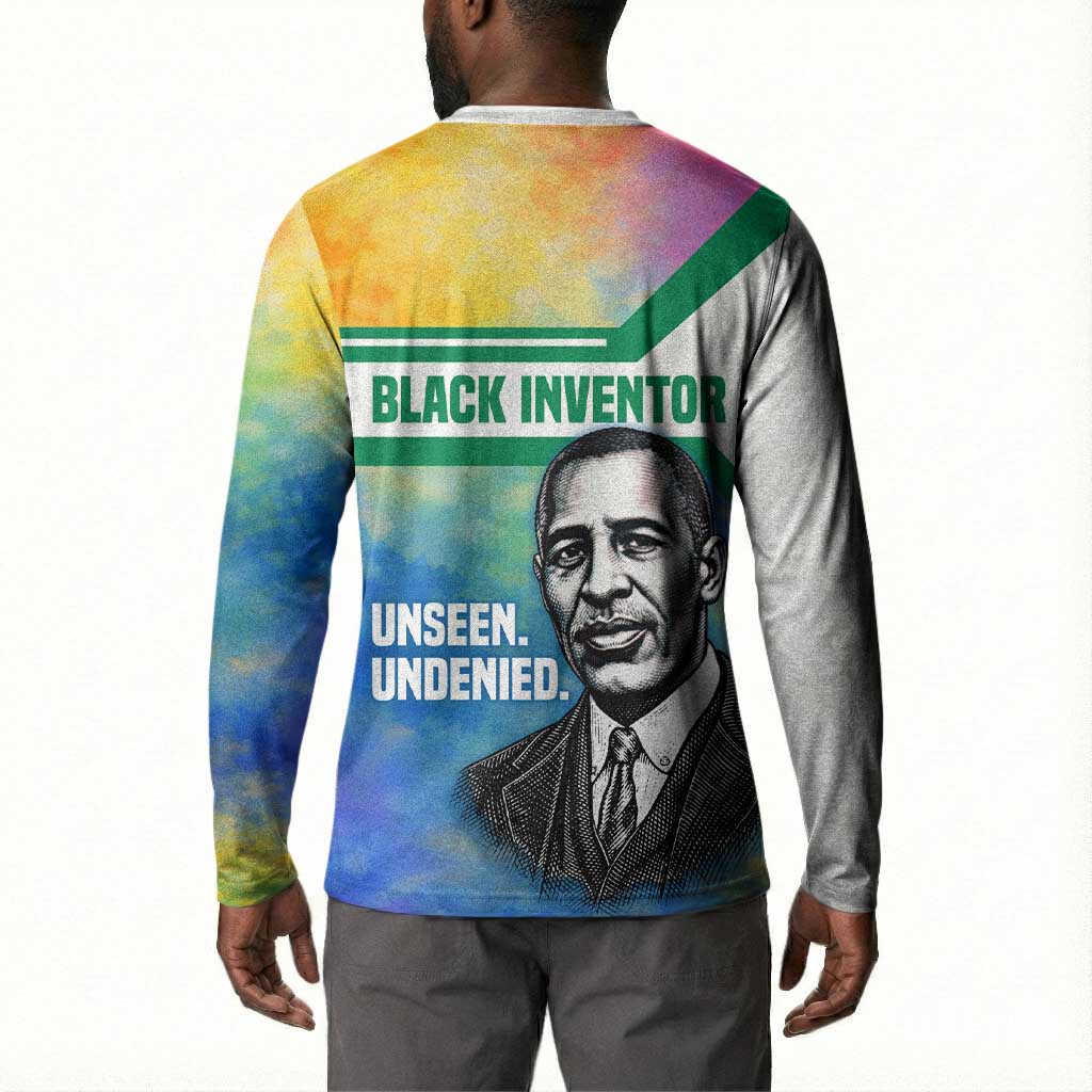 Garrett Morgan Button Sweatshirt with Real Impact Quote, Black Inventor Portrait and Vibrant Watercolor