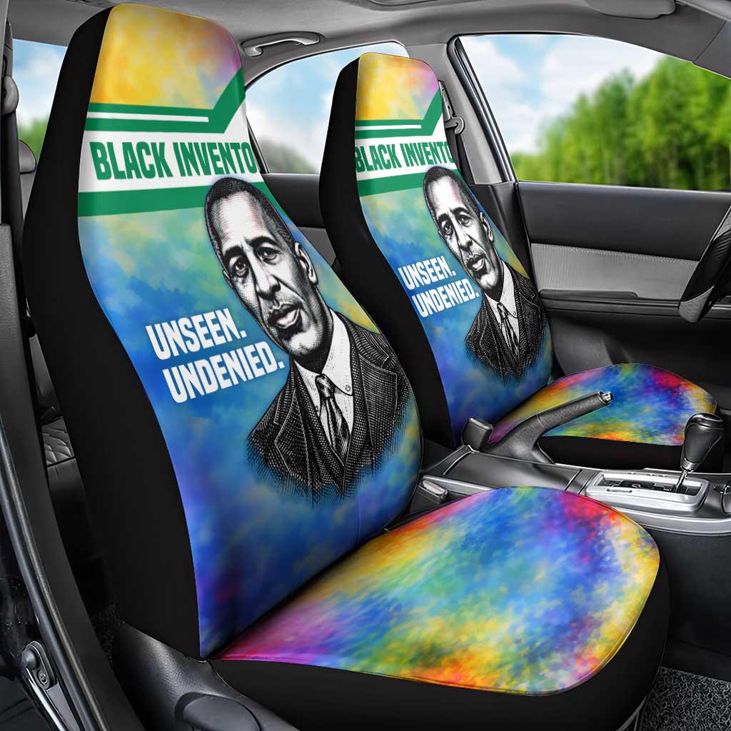 Garrett Morgan Car Seat Cover with Real Impact Quote, Black Inventor Portrait and Vibrant Watercolor - African Pride