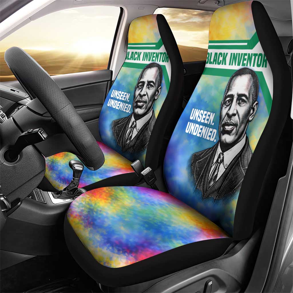 Garrett Morgan Car Seat Cover with Real Impact Quote, Black Inventor Portrait and Vibrant Watercolor - African Pride