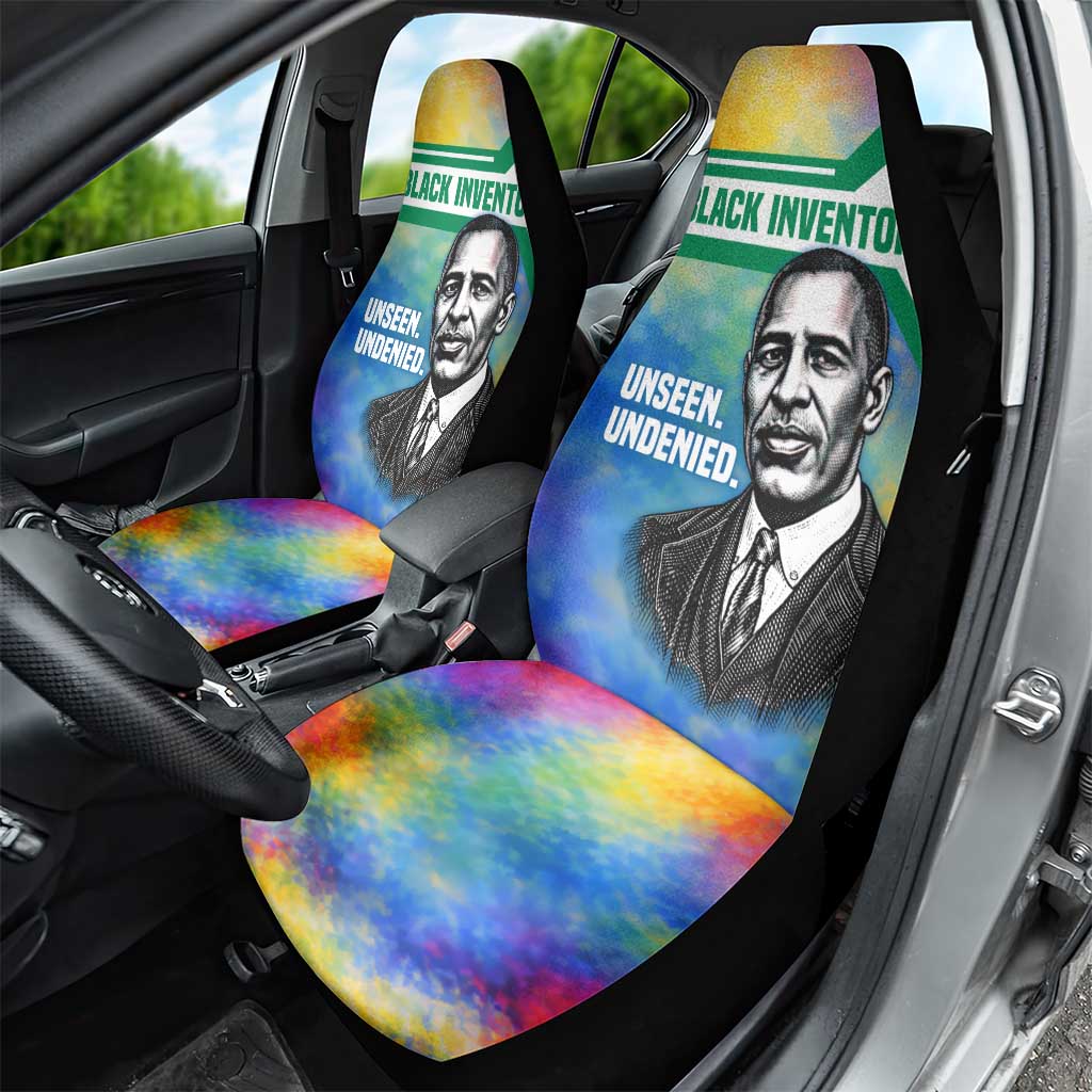 Garrett Morgan Car Seat Cover with Real Impact Quote, Black Inventor Portrait and Vibrant Watercolor - African Pride