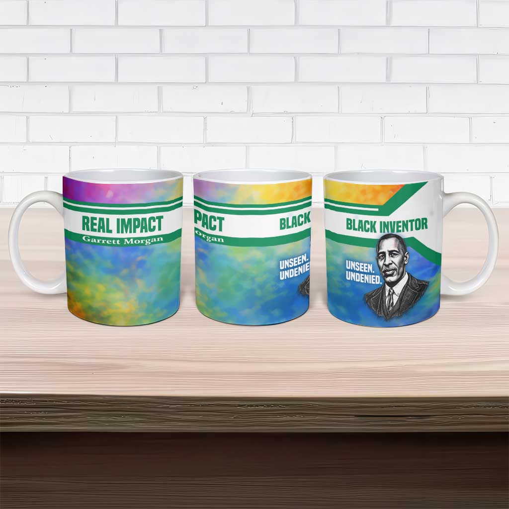 Garrett Morgan Ceramic Mug with Real Impact Quote, Black Inventor Portrait and Vibrant Watercolor - African Pride