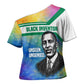 Garrett Morgan Cross Shoulder Shirt with Real Impact Quote, Black Inventor Portrait and Vibrant Watercolor - African Pride