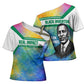 Garrett Morgan Cross Shoulder Shirt with Real Impact Quote, Black Inventor Portrait and Vibrant Watercolor - African Pride