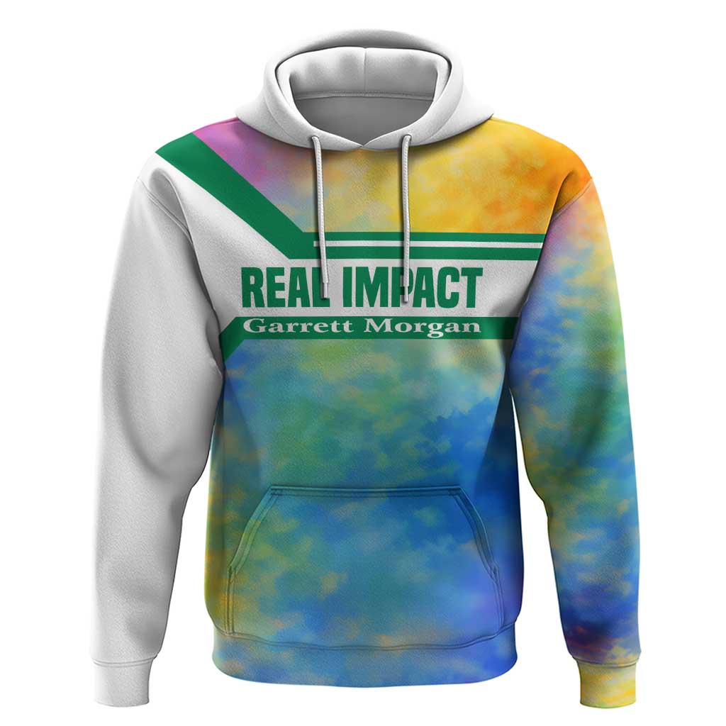 Garrett Morgan Hoodie with Real Impact Quote, Black Inventor Portrait and Vibrant Watercolor - African Pride