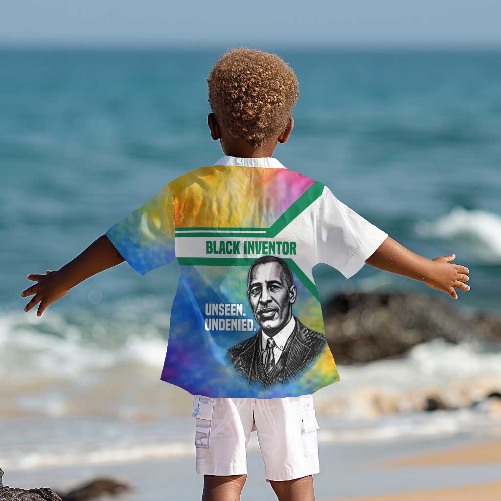Garrett Morgan Kid Hawaiian Shirt with Real Impact Quote, Black Inventor Portrait and Vibrant Watercolor - African Pride