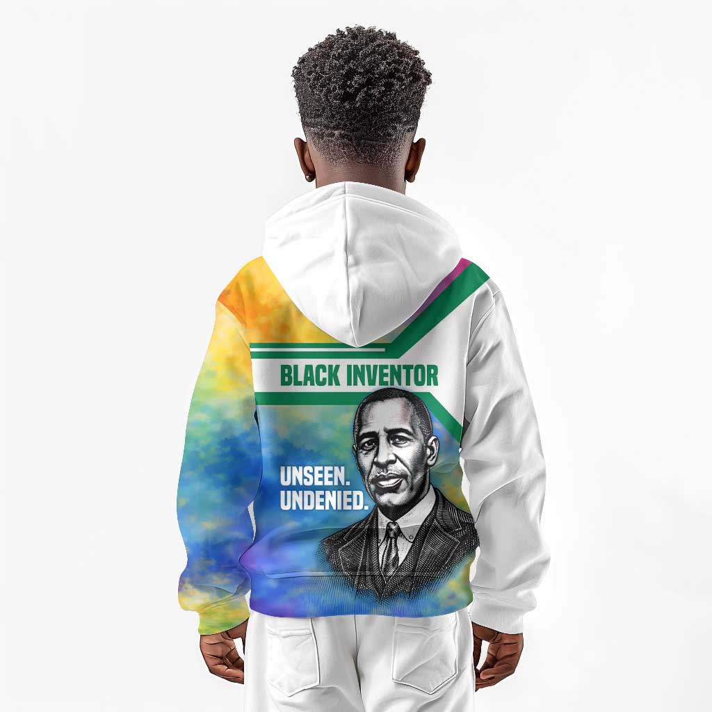 Garrett Morgan Kid Hoodie with Real Impact Quote, Black Inventor Portrait and Vibrant Watercolor - African Pride