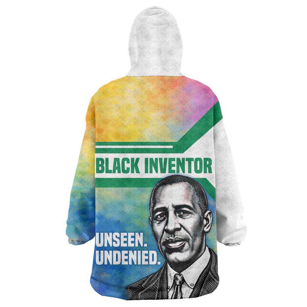 Garrett Morgan Kid Wearable Blanket Hoodie with Real Impact Quote, Black Inventor Portrait and Vibrant Watercolor - African Pride