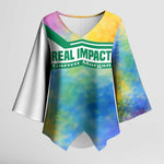 Garrett Morgan Kimono Sleeve Blouse with Real Impact Quote, Black Inventor Portrait and Vibrant Watercolor - African Pride