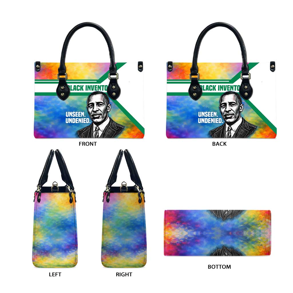 Garrett Morgan Leather Bag with Real Impact Quote, Black Inventor Portrait and Vibrant Watercolor - African Pride