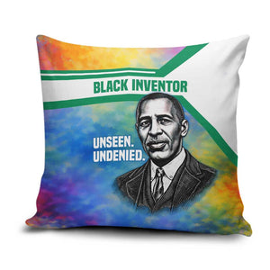 Garrett Morgan Pillow Cover with Real Impact Quote, Black Inventor Portrait and Vibrant Watercolor - African Pride
