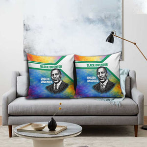 Garrett Morgan Pillow Cover with Real Impact Quote, Black Inventor Portrait and Vibrant Watercolor - African Pride