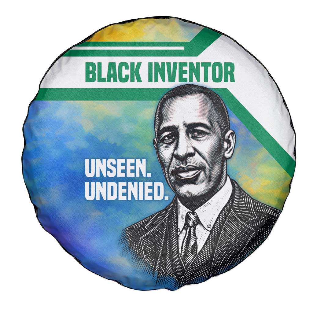 Garrett Morgan Spare Tire Cover with Real Impact Quote, Black Inventor Portrait and Vibrant Watercolor - African Pride