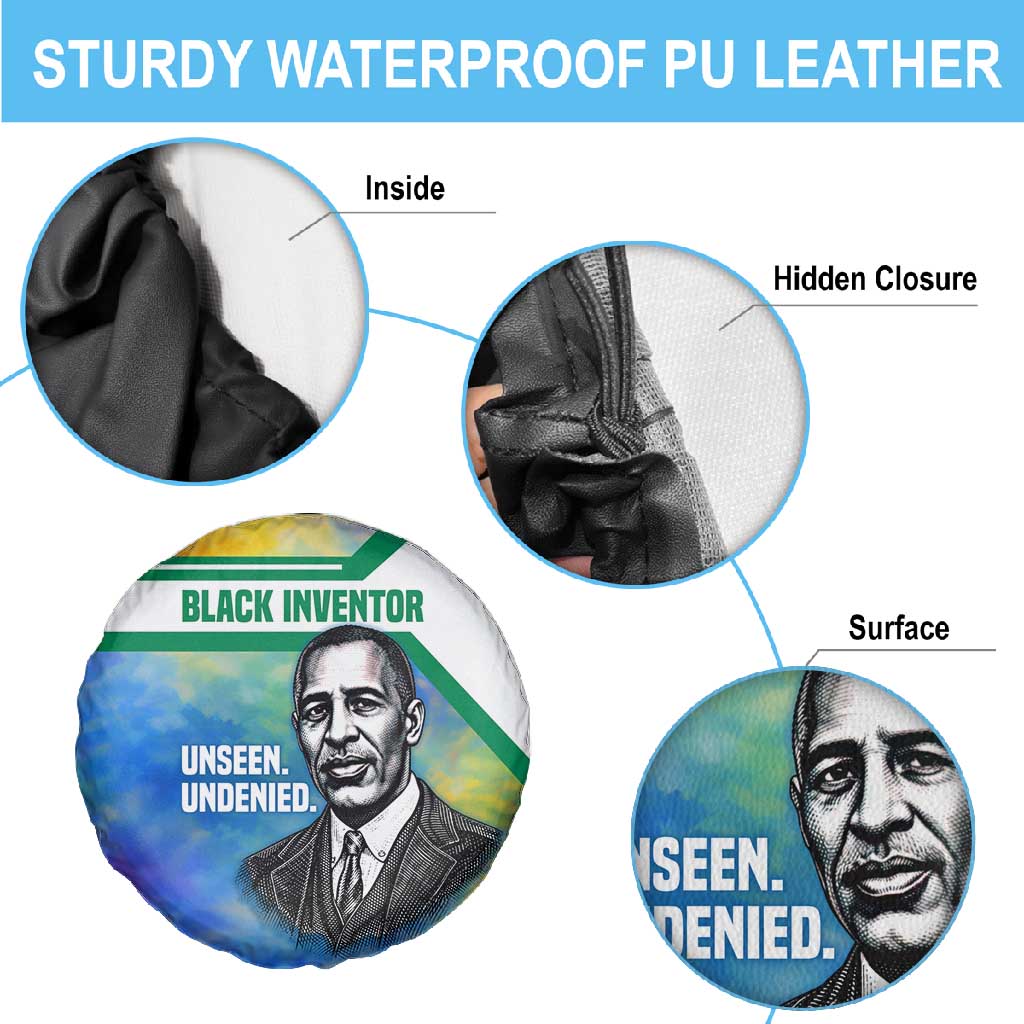 Garrett Morgan Spare Tire Cover with Real Impact Quote, Black Inventor Portrait and Vibrant Watercolor - African Pride