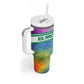 Garrett Morgan Tumbler With Handle with Real Impact Quote, Black Inventor Portrait and Vibrant Watercolor - African Pride