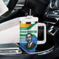 Garrett Morgan Tumbler With Handle with Real Impact Quote, Black Inventor Portrait and Vibrant Watercolor - African Pride
