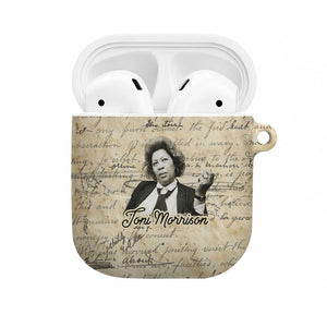 Toni Morrison AirPods Case Handwritten Manuscript Powerful Portrait with Feather Pen Quote - African Pride
