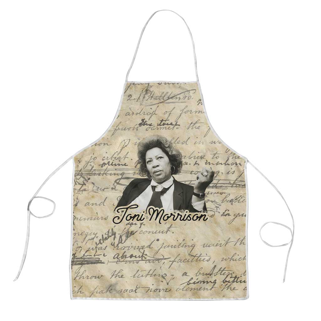 Toni Morrison Apron Handwritten Manuscript Powerful Portrait with Feather Pen Quote - African Pride