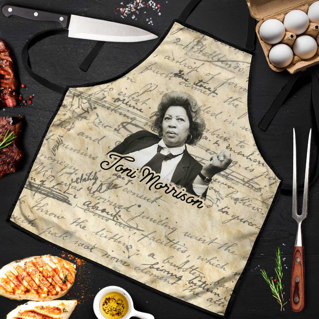 Toni Morrison Apron Handwritten Manuscript Powerful Portrait with Feather Pen Quote - African Pride
