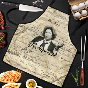 Toni Morrison Apron Handwritten Manuscript Powerful Portrait with Feather Pen Quote - African Pride