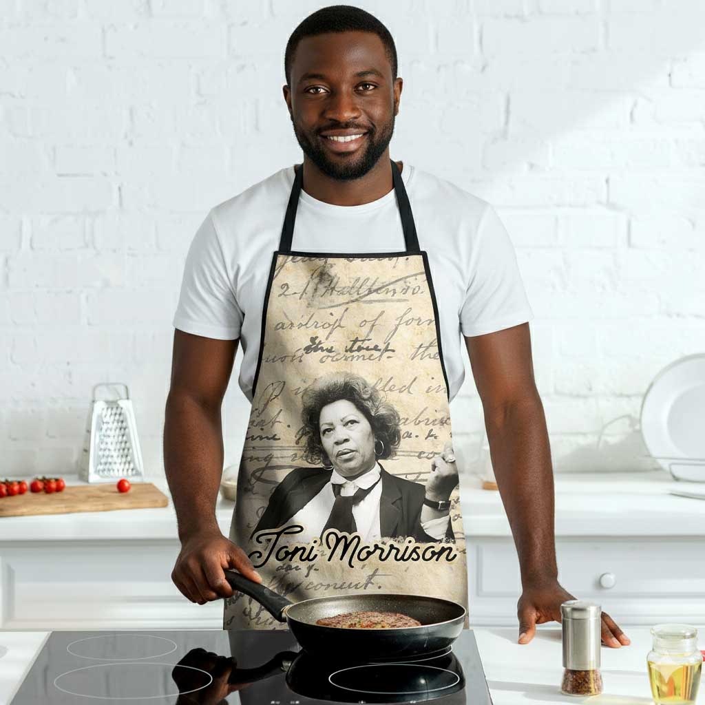Toni Morrison Apron Handwritten Manuscript Powerful Portrait with Feather Pen Quote - African Pride