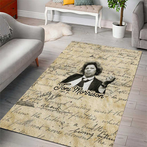 Toni Morrison Area Rug Handwritten Manuscript Powerful Portrait with Feather Pen Quote - African Pride