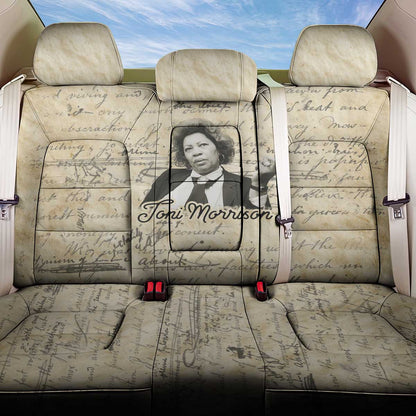 Toni Morrison Back Car Seat Cover Handwritten Manuscript Powerful Portrait with Feather Pen Quote - African Pride