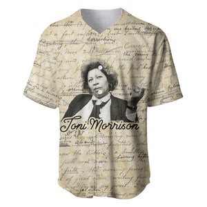 Toni Morrison Baseball Jersey Handwritten Manuscript Powerful Portrait with Feather Pen Quote - African Pride