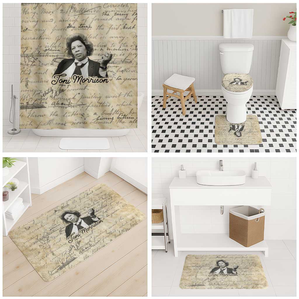 Toni Morrison Bathroom Set Handwritten Manuscript Powerful Portrait with Feather Pen Quote - African Pride