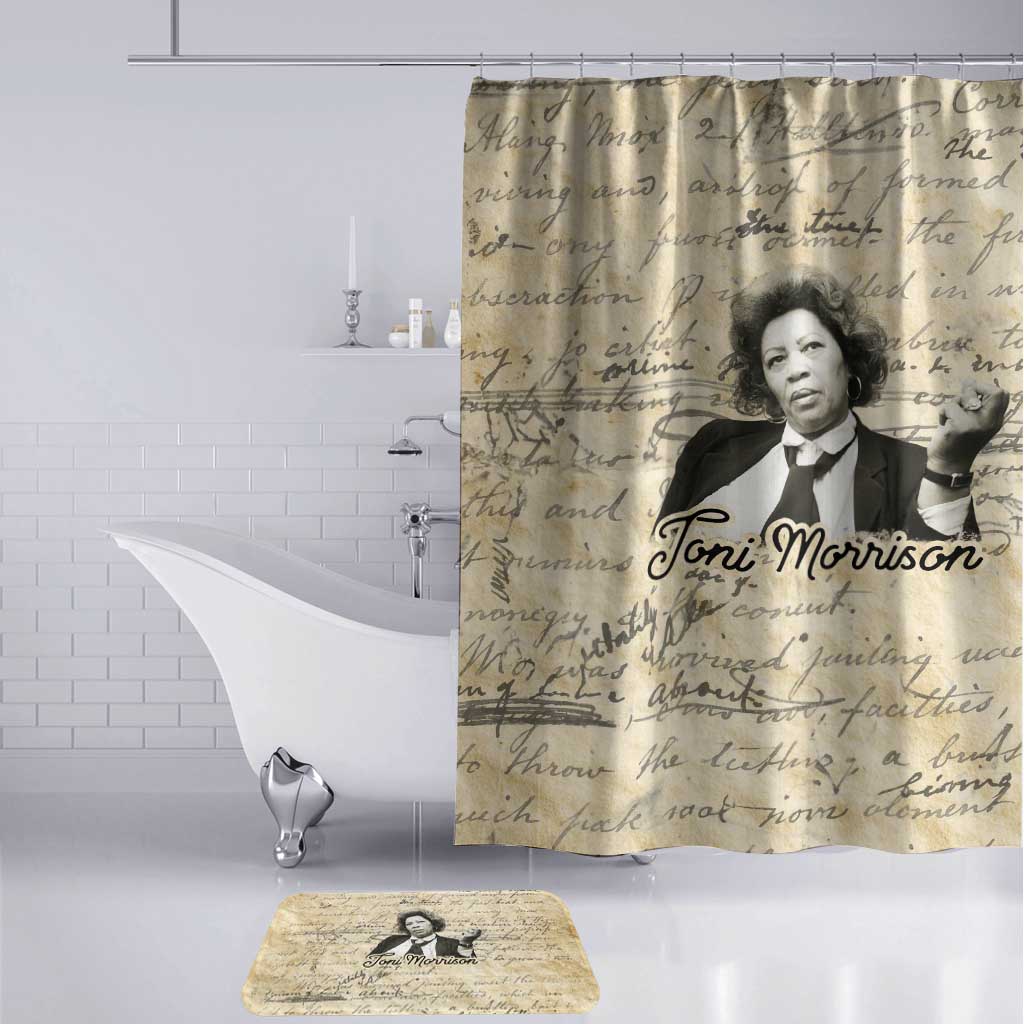 Toni Morrison Bathroom Set Handwritten Manuscript Powerful Portrait with Feather Pen Quote - African Pride