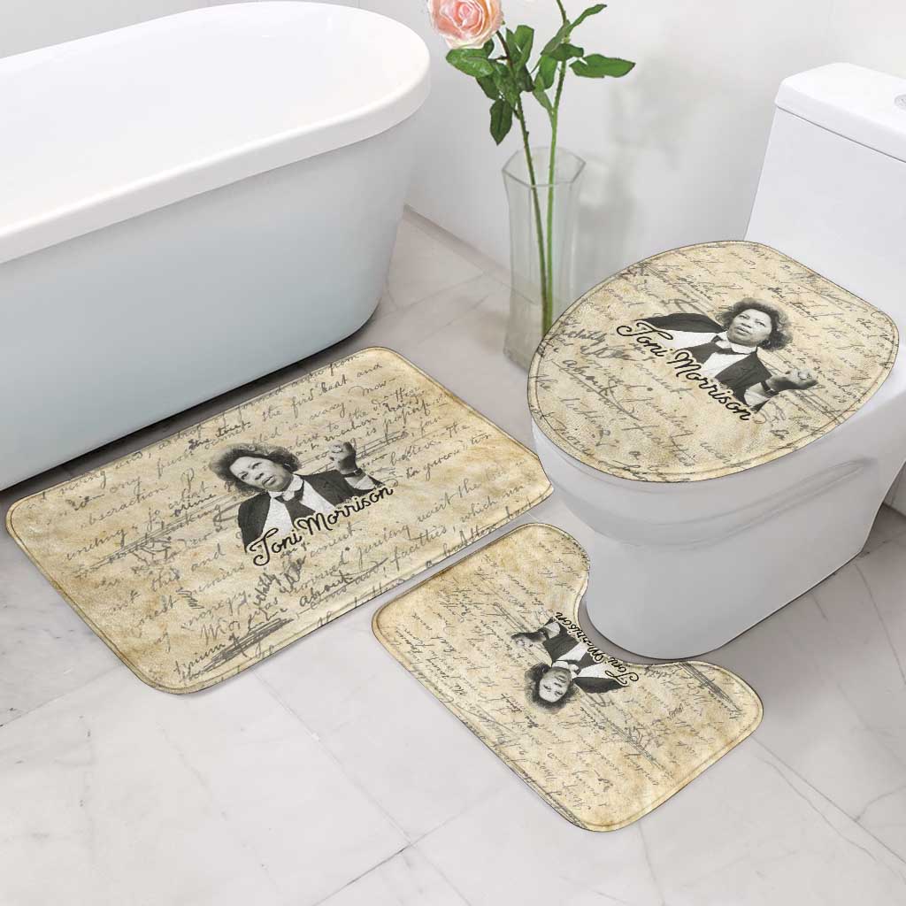 Toni Morrison Bathroom Set Handwritten Manuscript Powerful Portrait with Feather Pen Quote - African Pride