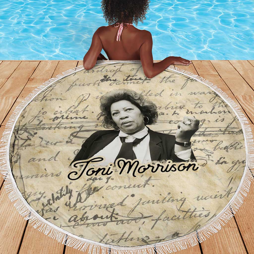 Toni Morrison Beach Blanket Handwritten Manuscript Powerful Portrait with Feather Pen Quote - African Pride