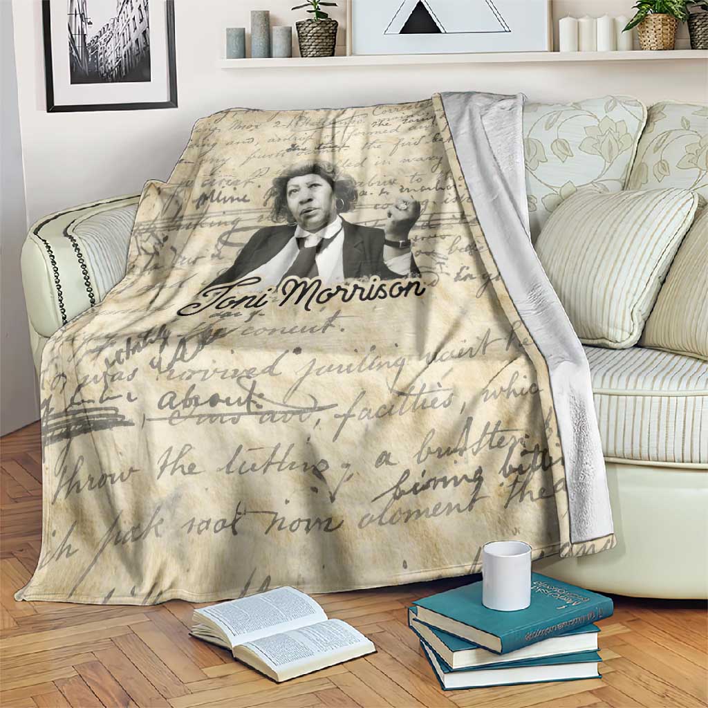 Toni Morrison Blanket Handwritten Manuscript Powerful Portrait with Feather Pen Quote - African Pride