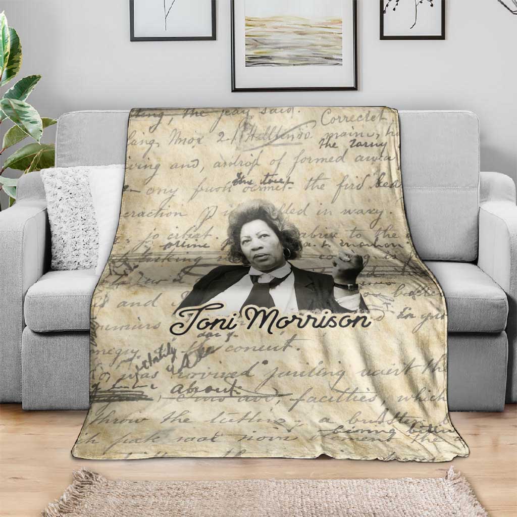 Toni Morrison Blanket Handwritten Manuscript Powerful Portrait with Feather Pen Quote - African Pride