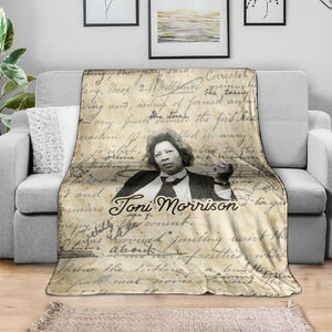 Toni Morrison Blanket Handwritten Manuscript Powerful Portrait with Feather Pen Quote - African Pride