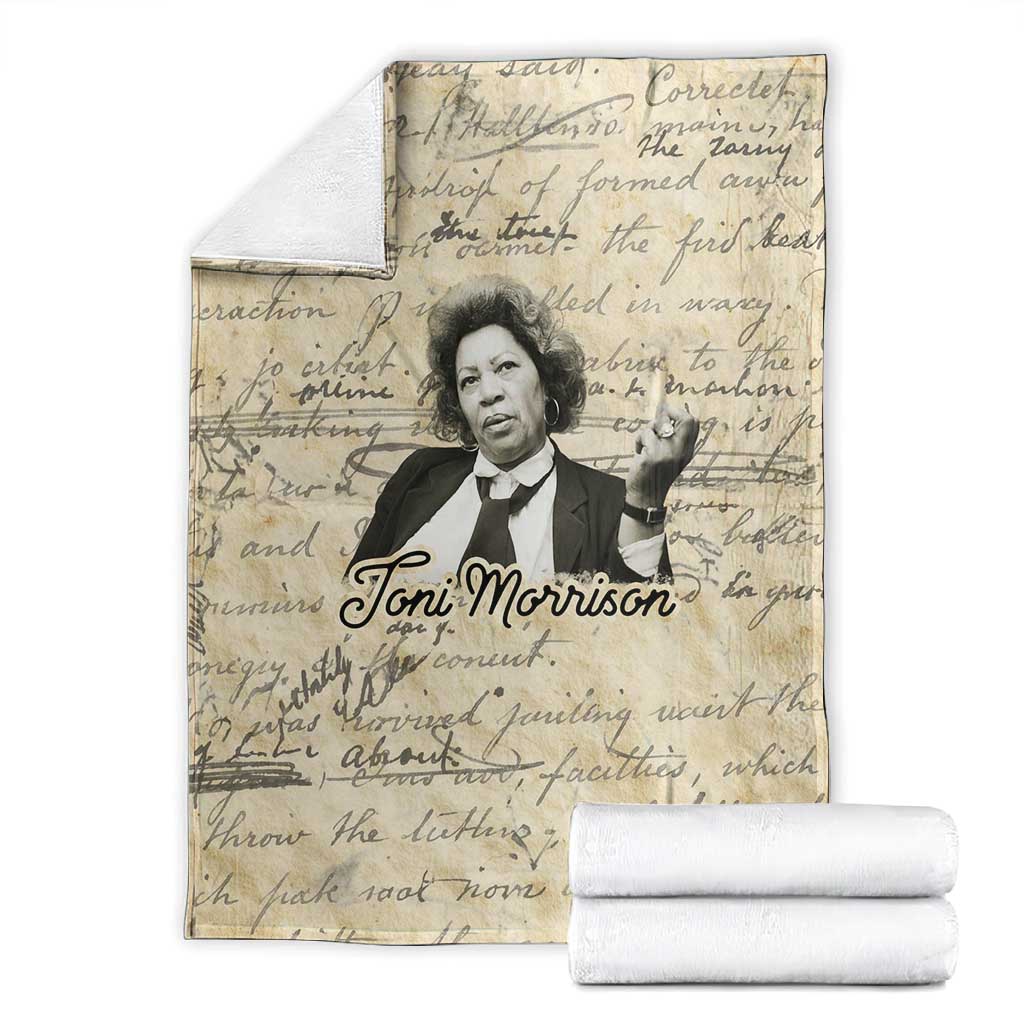 Toni Morrison Blanket Handwritten Manuscript Powerful Portrait with Feather Pen Quote - African Pride
