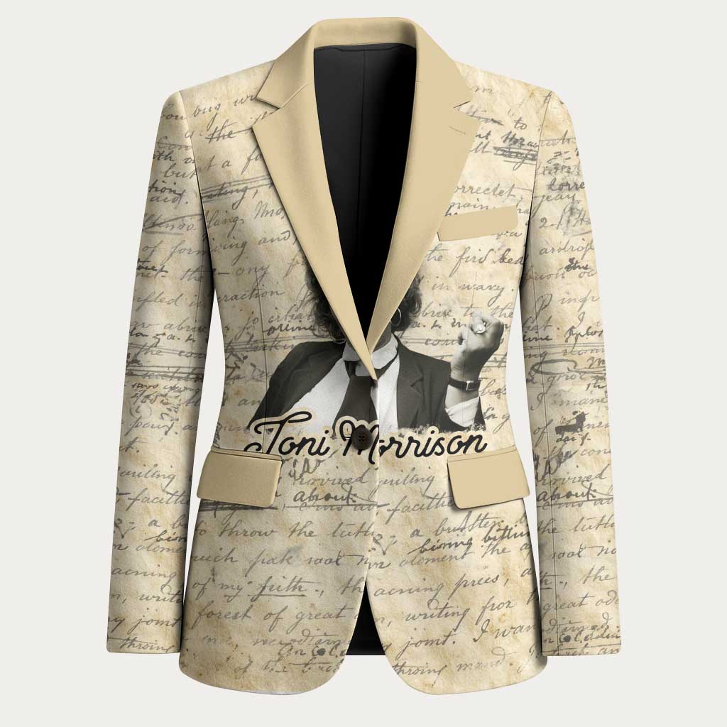 Toni Morrison Blazer Handwritten Manuscript Powerful Portrait with Feather Pen Quote - African Pride