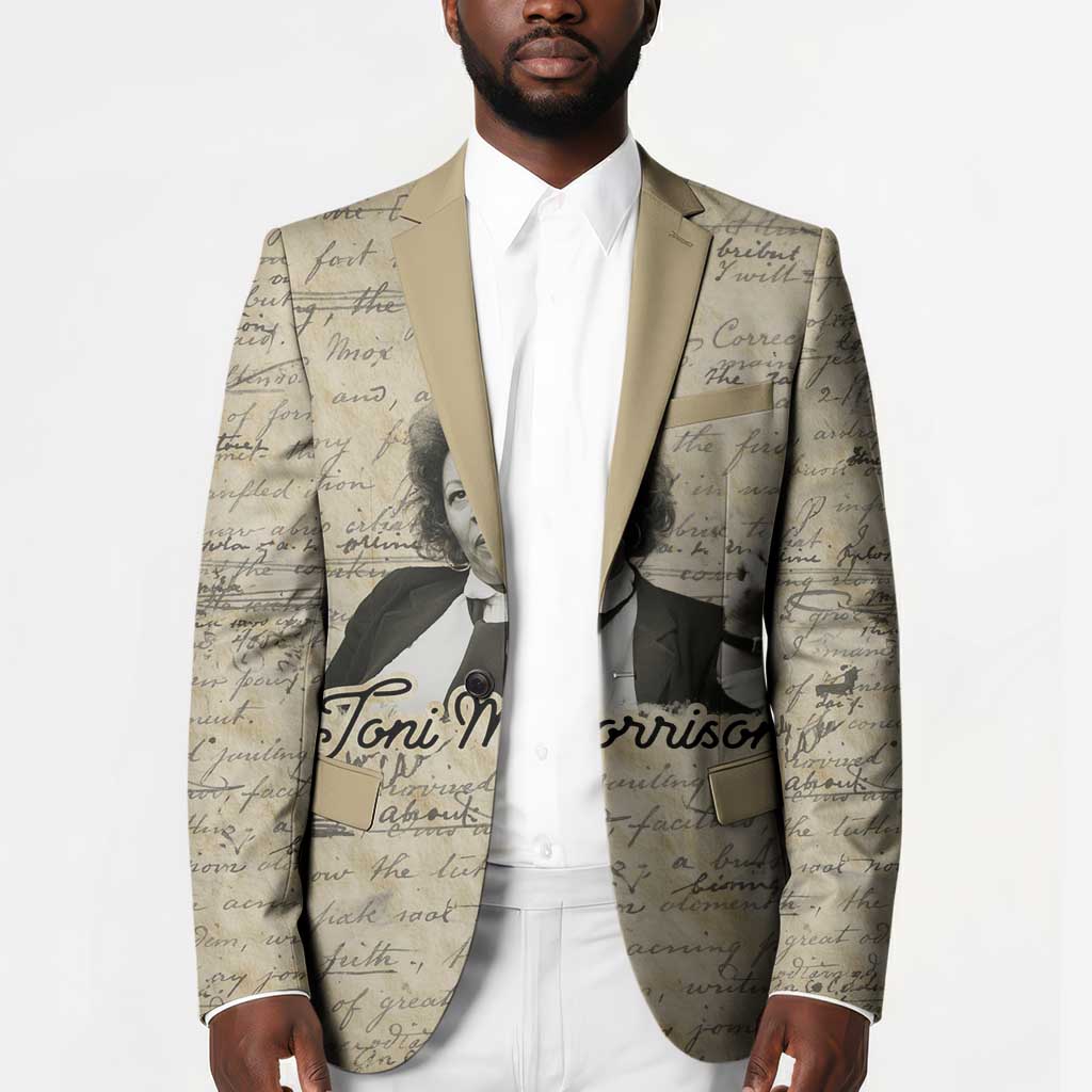 Toni Morrison Blazer Handwritten Manuscript Powerful Portrait with Feather Pen Quote - African Pride