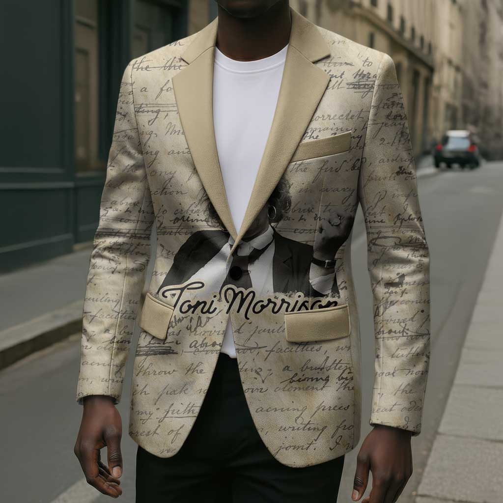 Toni Morrison Blazer Handwritten Manuscript Powerful Portrait with Feather Pen Quote - African Pride