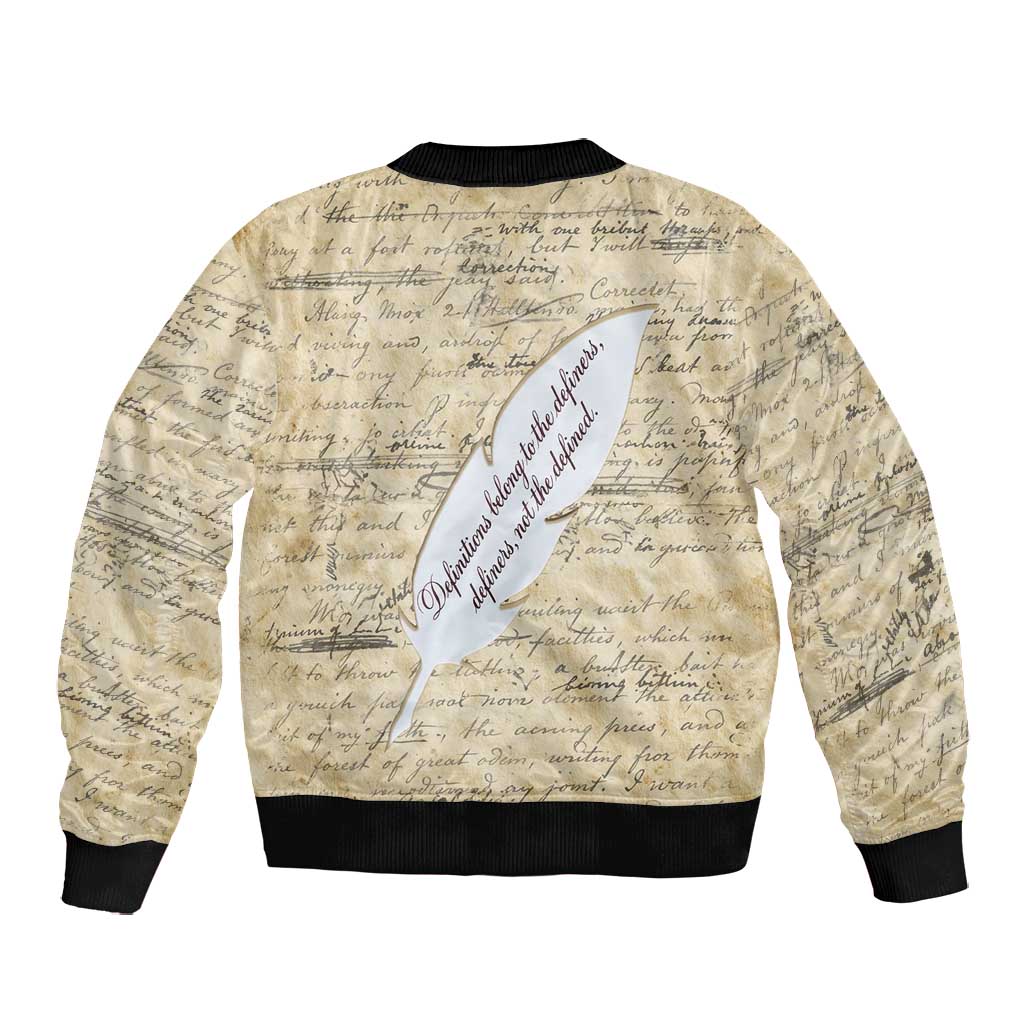 Toni Morrison Bomber Jacket Handwritten Manuscript Powerful Portrait with Feather Pen Quote - African Pride
