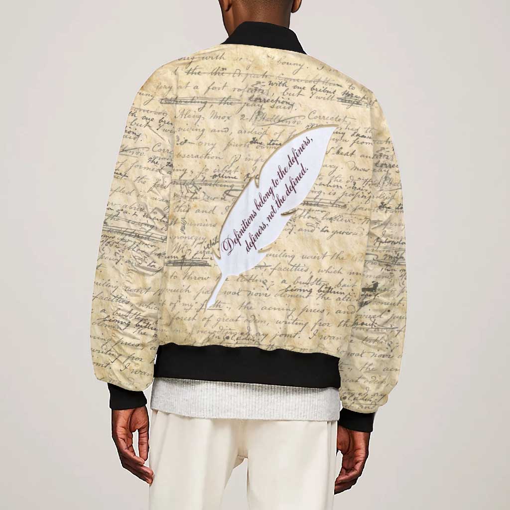 Toni Morrison Bomber Jacket Handwritten Manuscript Powerful Portrait with Feather Pen Quote - African Pride
