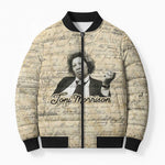 Toni Morrison Bomber Puffer Jacket Handwritten Manuscript Powerful Portrait with Feather Pen Quote - African Pride