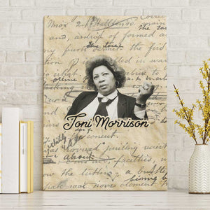 Toni Morrison Canvas Wall Art Handwritten Manuscript Powerful Portrait with Feather Pen Quote - African Pride