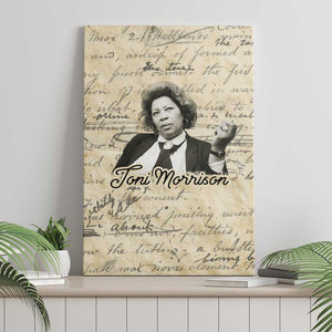 Toni Morrison Canvas Wall Art Handwritten Manuscript Powerful Portrait with Feather Pen Quote - African Pride